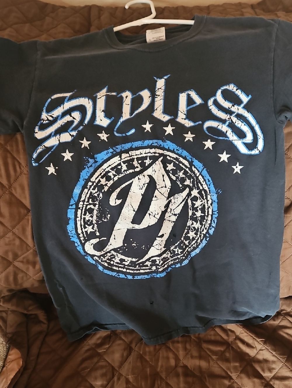 AJ Styles TNA Era Black 'Styles' Graphic Tee with Blue & White Logo